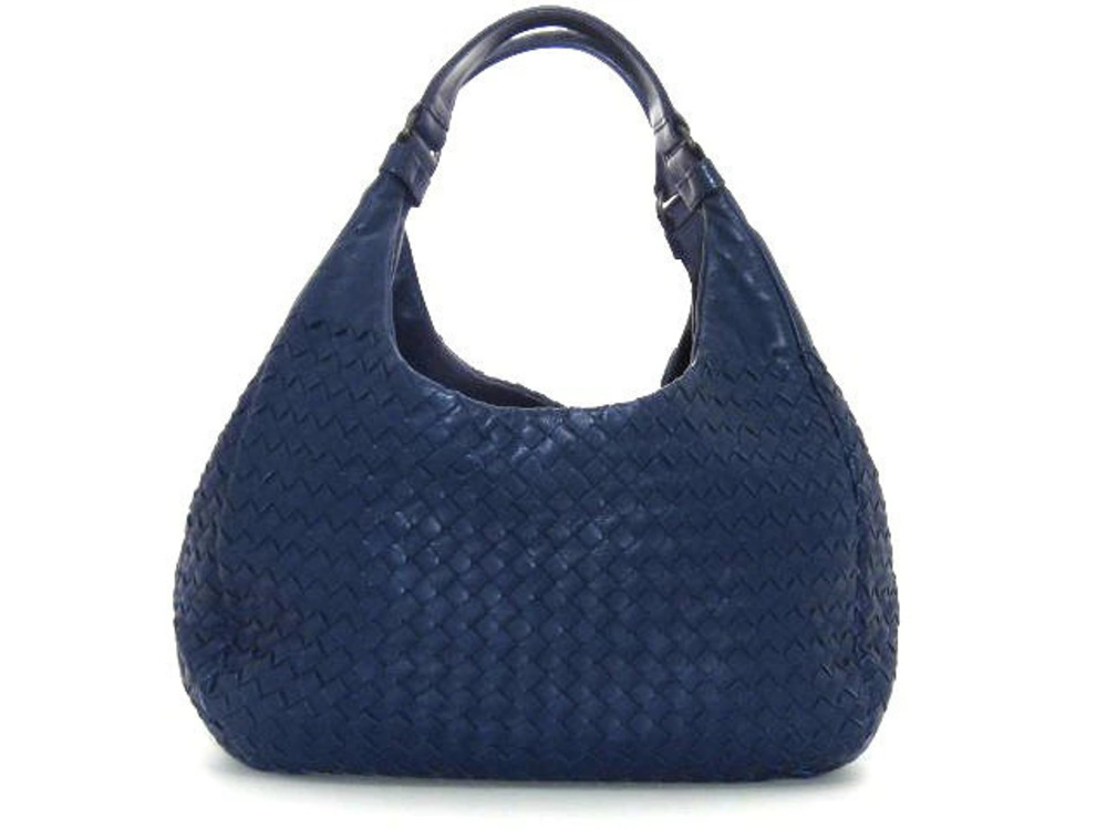 BOTTEGA VENETA Campana Shoulder Bag Tote Intrecciato Leather Blue